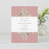 Dusty Rose verdure Faire-part de mariage floral (Debout devant)