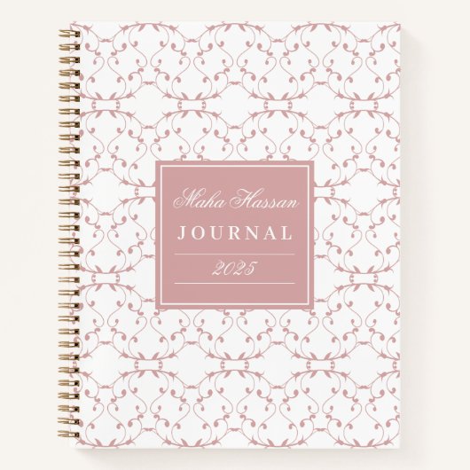 Dusty Rose Vine Pattern Journal | Custom Name (Devant)