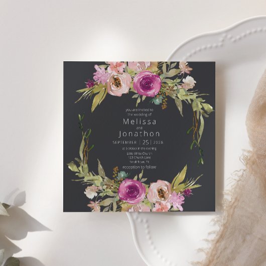 Dusty rose violet Faire-part de mariage Floral