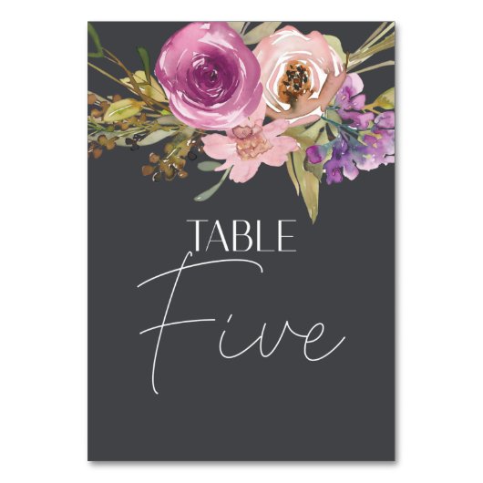 Dusty rose violet Mariage floral Numéro de table (Par défaut)