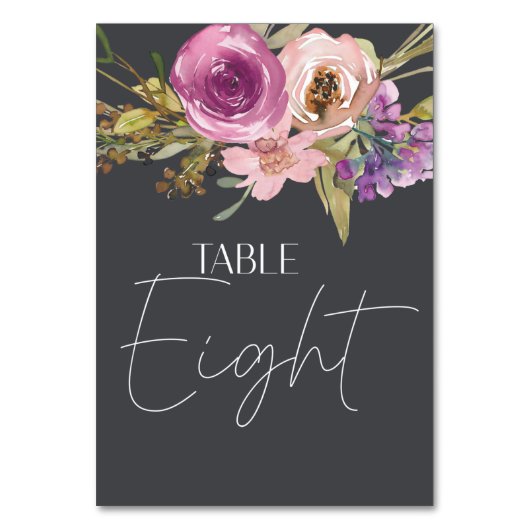 Dusty rose violet Mariage floral Numéro de table (Par défaut)