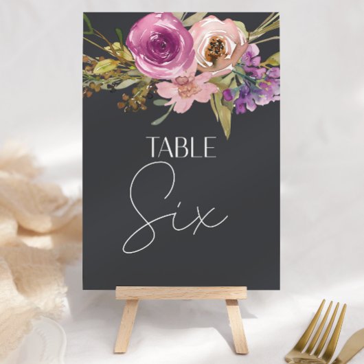 Dusty rose violet Mariage floral Numéro de table