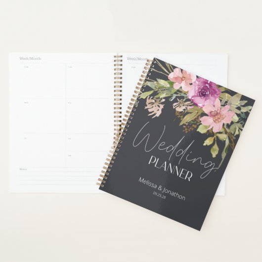 Dusty rose violet Wedding planner floral (Devant avec enveloppe)