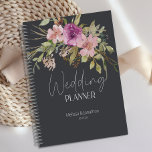 Dusty rose violet Wedding planner floral<br><div class="desc">Aquarelle rose roux et fleurs violettes sur un arrière - plan de charbon de bois. Les articles correspondants pour compléter votre collection d'événements sont disponibles dans notre boutique Zazzle!</div>
