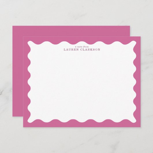 Dusty Rose Wavy Frame Note Card Kaart (Voorkant / Achterkant)