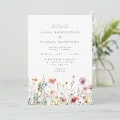 Dusty Rose Wildflower Wedding Kaart (Staand voorkant)