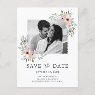 Dusty Roses Midzomer Floral Save the Date Feestdagenkaart