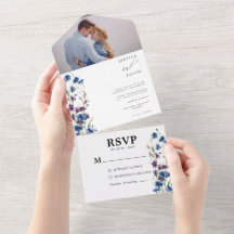 Dusty Royal Blue Paarse Bllom bruiloft