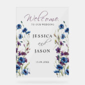 Dusty Royal Blue Purple Bloom Mariage Bienvenue (Recto)