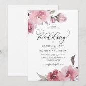 Dusty Roze Blush Flowers Floral Wedding Kaart (Voorkant / Achterkant)