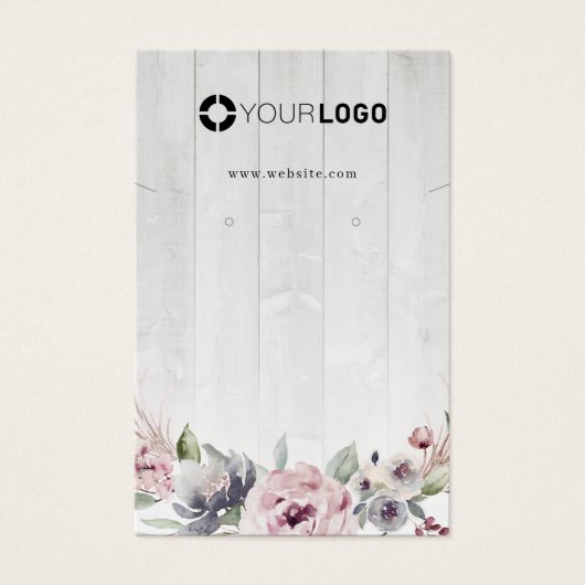 Dusty roze boho floral custom logo earing display visitekaartje (Voorkant)