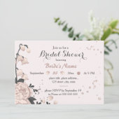 dusty roze donkergrijze bloemen geweldig vrijgezel kaart (Staand voorkant)