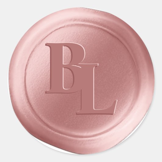 Dusty Roze Dubbele Monogram Faux Wax Seal Stickers (Voorkant)