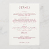 Dusty Roze en Ivoor Monogrammed Bruiloft Details Informatiekaartje (Voorkant)