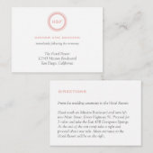 Dusty roze initialen bruiloft informatiekaartje (Voorkant / Achterkant)