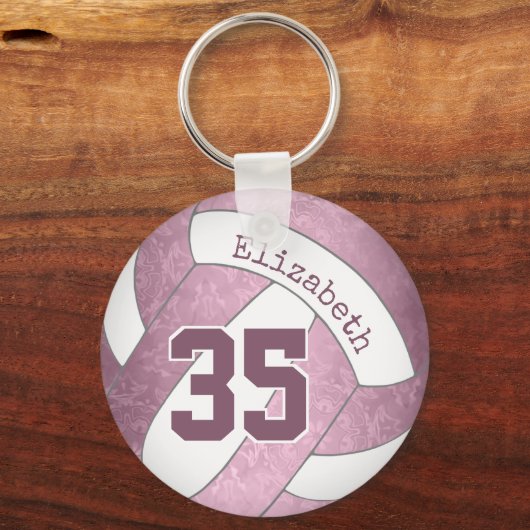 dusty roze mauve personalized girly volleyball sleutelhanger (Voorkant)