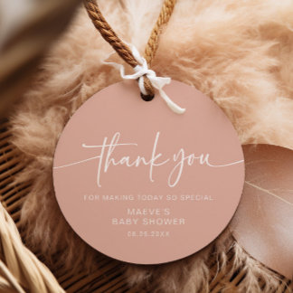 Dusty Roze Modern Baby shower Favor Tags Eenvoudig Bedankjes Labels