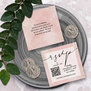 Dusty Roze QR Code Bruiloft Informatiekaartje