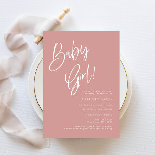 Dusty Roze/Roos baby meisje Bohemian Baby shower Kaart