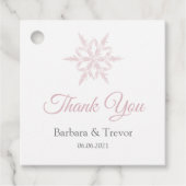 Dusty roze sneeuwvlokken winter bruiloft dank u bedankjes labels (Voorkant)