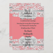 Dusty roze uitnodiging voor de bruiloft van witte  (Voorkant / Achterkant)