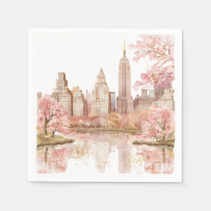 Dusty Roze Waterverf New York Bruiloft Servet