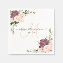 Dusty Rozen Monogram Floral Waterverf