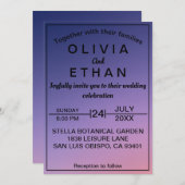 Dusty rustic paarse elegant Wedding Invitation Kaart (Voorkant / Achterkant)