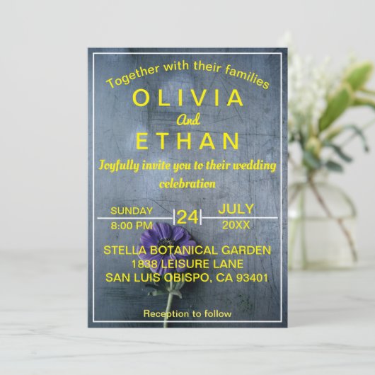 Dusty rustique or élégant Mariage Invitation (Debout devant)