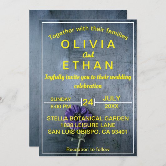 Dusty rustique or élégant Mariage Invitation (Devant / Derrière)