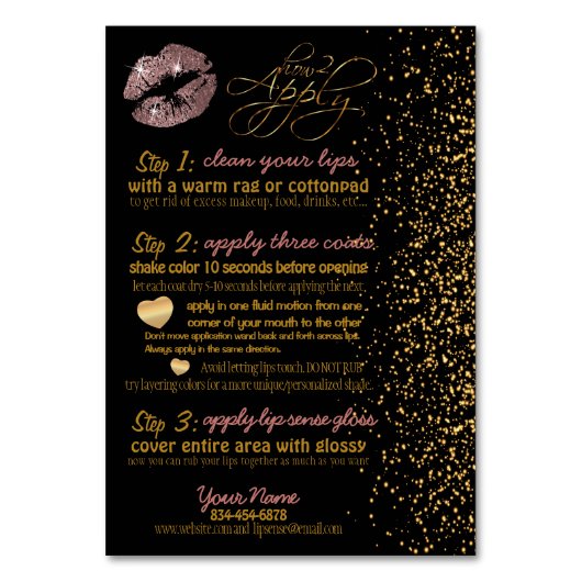 Dusty Rusty Glitter Lip Kleur Instructies Kaart (Voorkant)