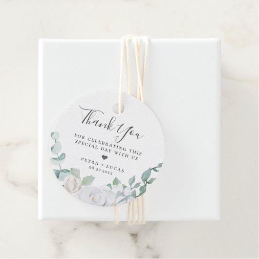 Dusty Sage Botanical Wedding Dank u Bedankjes Labels (In situ)