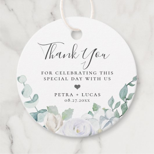 Dusty Sage Botanical Wedding Dank u Bedankjes Labels (Voorkant)