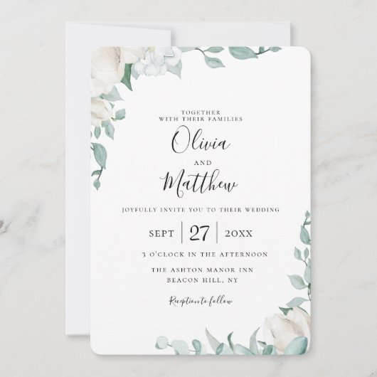 Dusty Sage Botanische bruiloft uitnodiging (Voorkant)