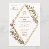 Dusty Sage Gold Diamond Rust Fall Wedding Menu (Voorkant)