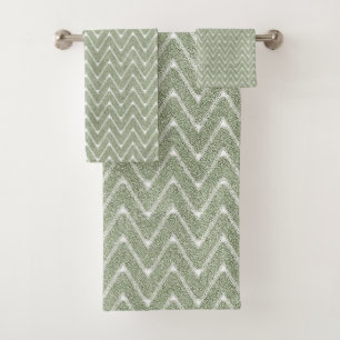 Dusty Sage Green Chevron Motif