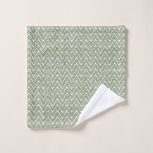 Dusty Sage Green Chevron Motif (Gant de toilette)