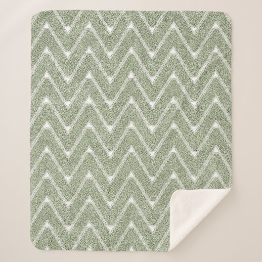 Dusty Sage Green Chevron Pattern Sherpa Deken (Voorkant)