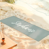 Dusty Sage Green Custom Name Simple Yogamat