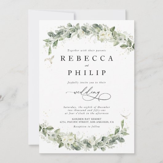 Dusty Sage Green Faire-part de mariage (Devant)
