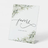 Dusty Sage green Favors Sign Reclamebord Met Voetstuk (Voorkant)