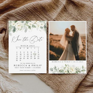 Dusty Sage Green Flat Save the Date Kaart