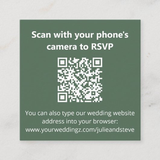 Dusty Sage Green Monogram QR Code Trouwwebsite Informatiekaartje (Voorkant)