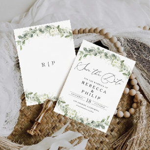 Dusty Sage Green Save the Date Kaart