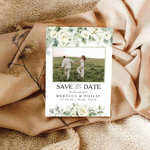 Dusty Sage Green Sla de datum op met een fotokaart Save The Date
