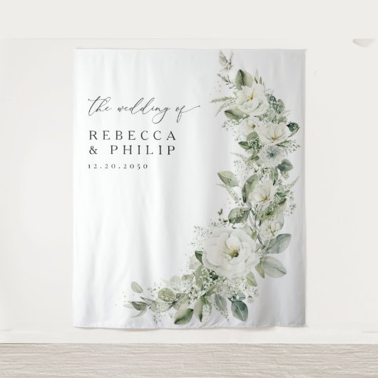 Dusty Sage Green Wedding Achtergronden Wandkleed (Voorkant)