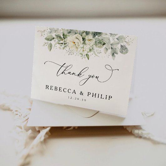 Dusty Sage Green Wedding Bedankt Card