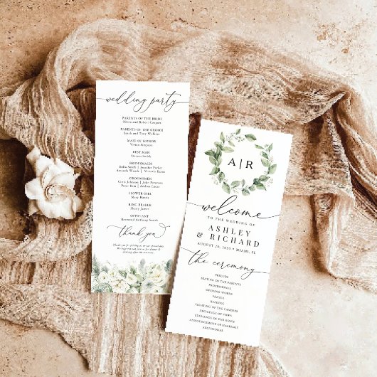 Dusty Sage Green Wedding Program Programma