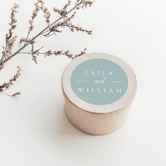 Dusty Sage Personalized Wedding Ronde Sticker