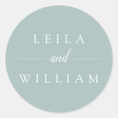 Dusty Sage Personalized Wedding Ronde Sticker (Voorkant)